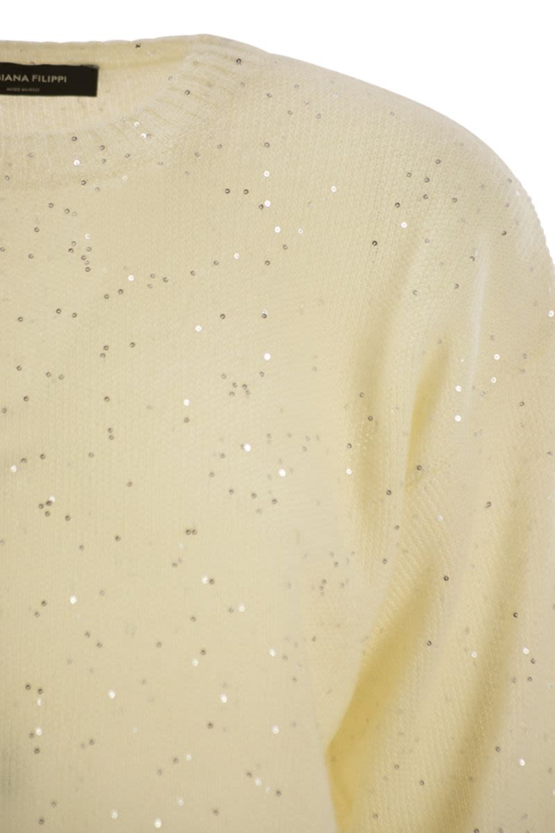 FABIANA FILIPPI Regular-Fit ¾-Sleeve Mohair Sweater with Micro Sequins