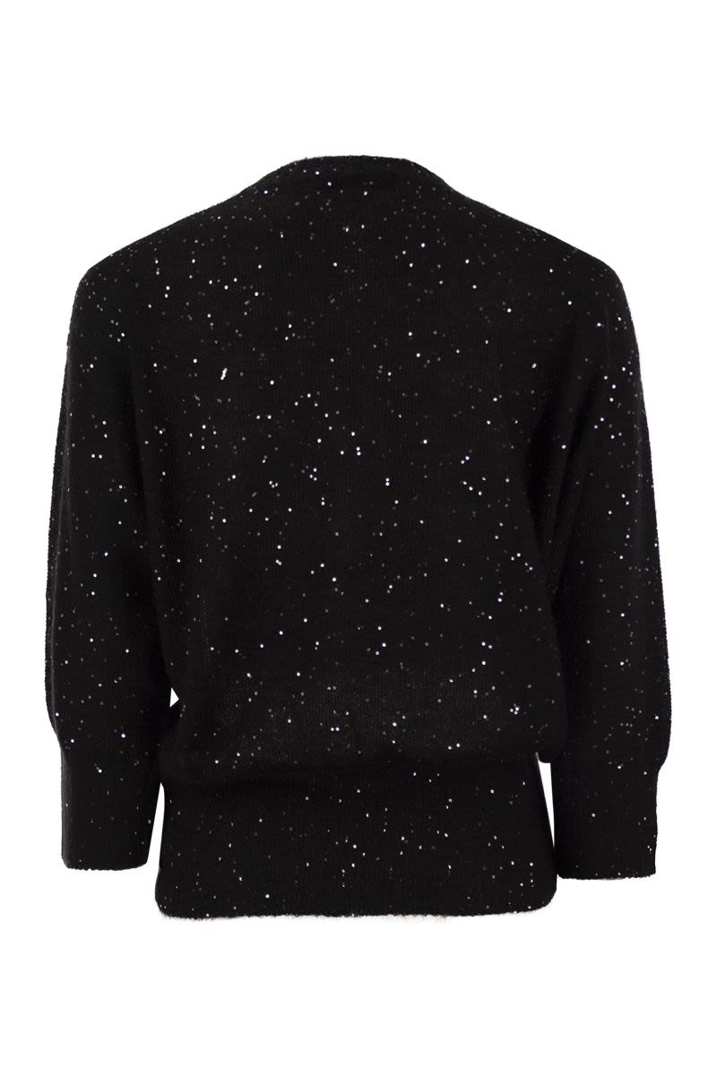 FABIANA FILIPPI Regular-Fit ¾-Sleeve Mohair Sweater with Micro Sequins