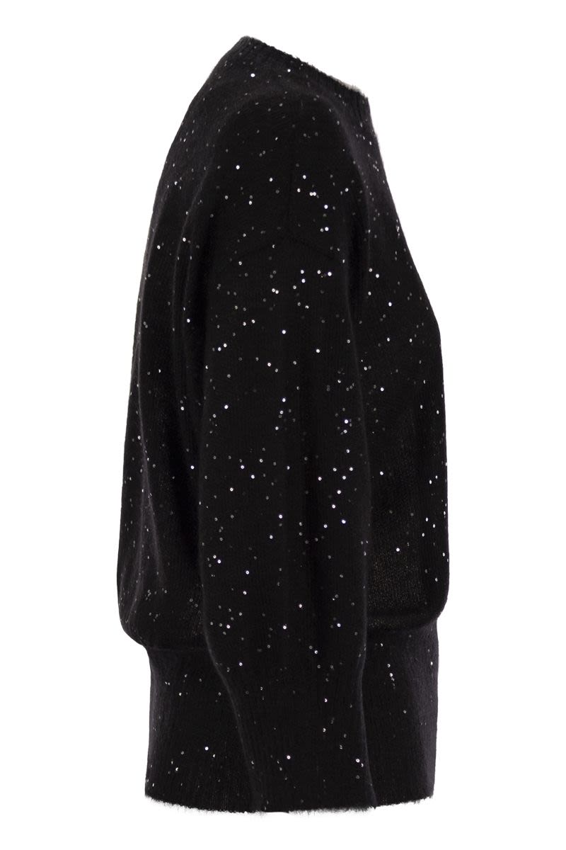 FABIANA FILIPPI Regular-Fit ¾-Sleeve Mohair Sweater with Micro Sequins