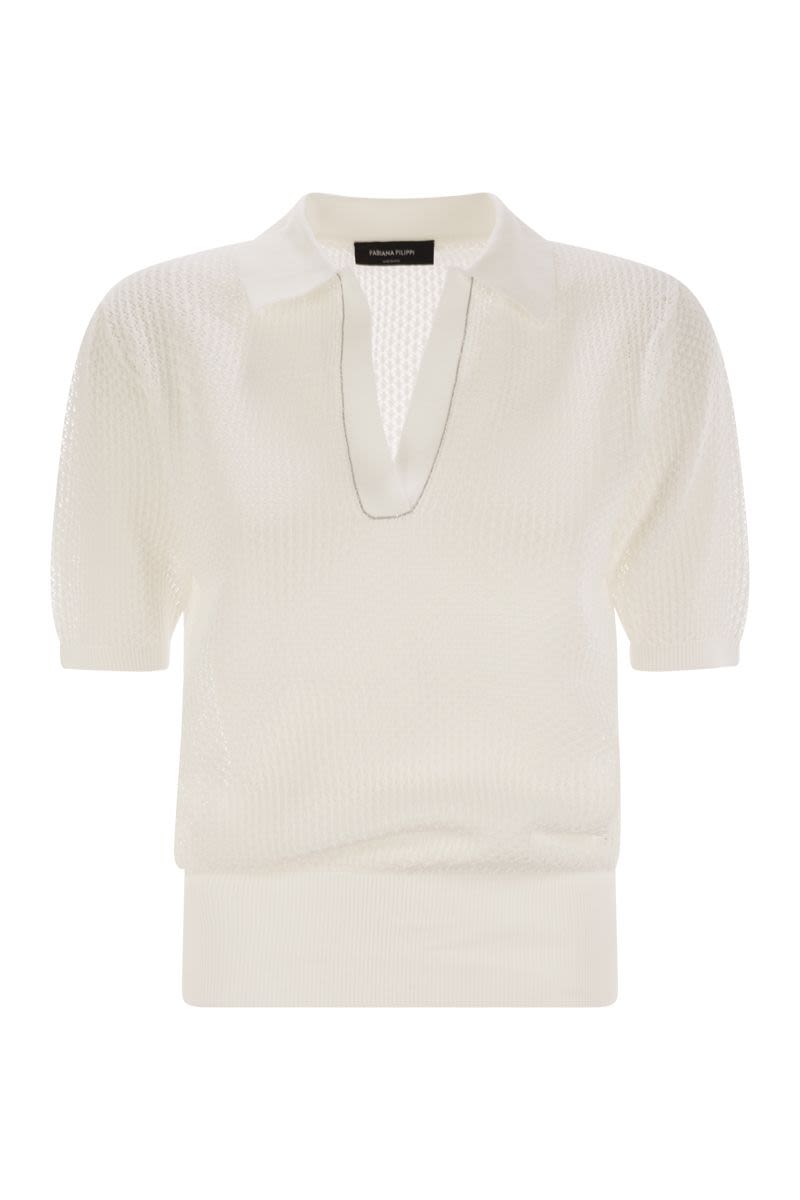 FABIANA FILIPPI Diamond Thread Polo-Cut Sweater for Women