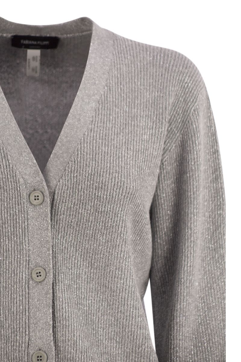 FABIANA FILIPPI Timeless V-Neck Cardigan with English Ribbing