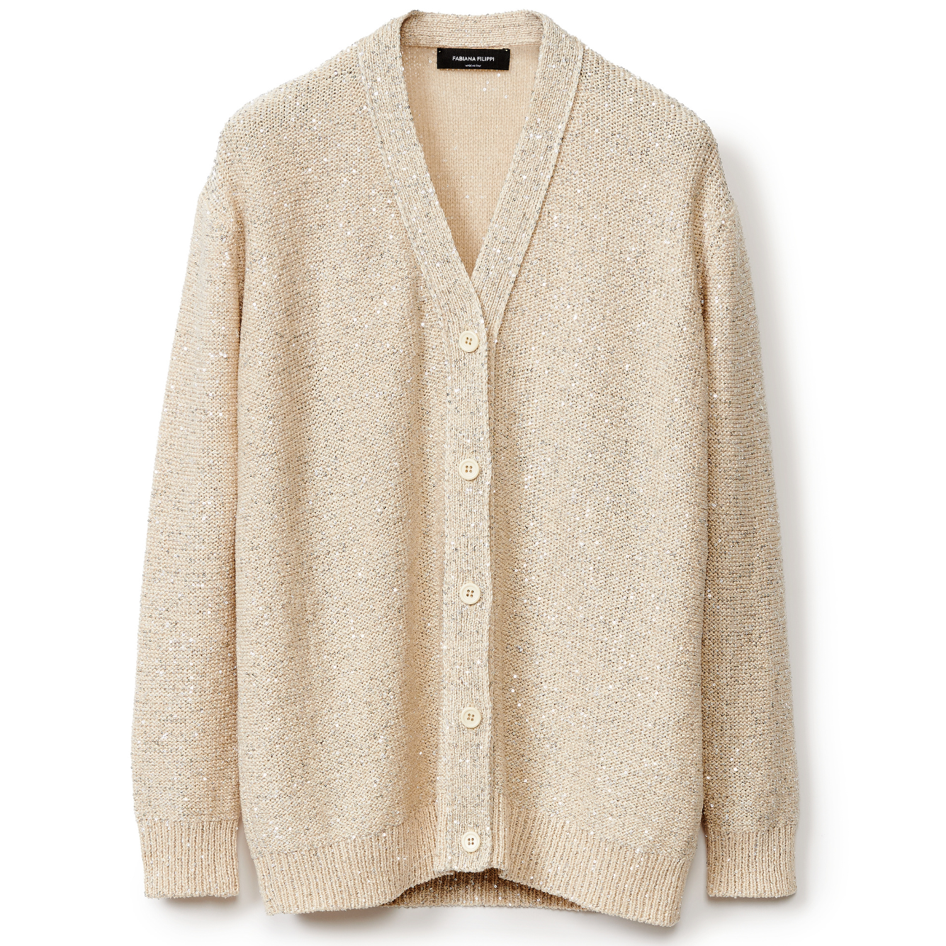 FABIANA FILIPPI Timeless Cotton Cardigan with Sequins - Size 38