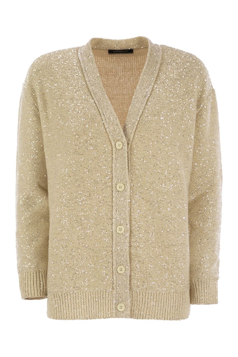 FABIANA FILIPPI Sequined V-Neck Knit Cardigan for Women