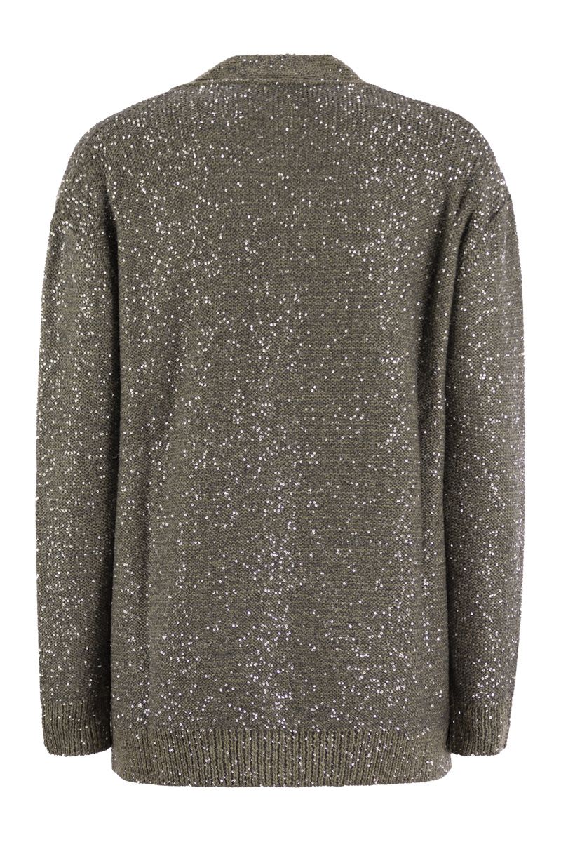 FABIANA FILIPPI V-Neck Cotton Knit Cardigan with Sequins