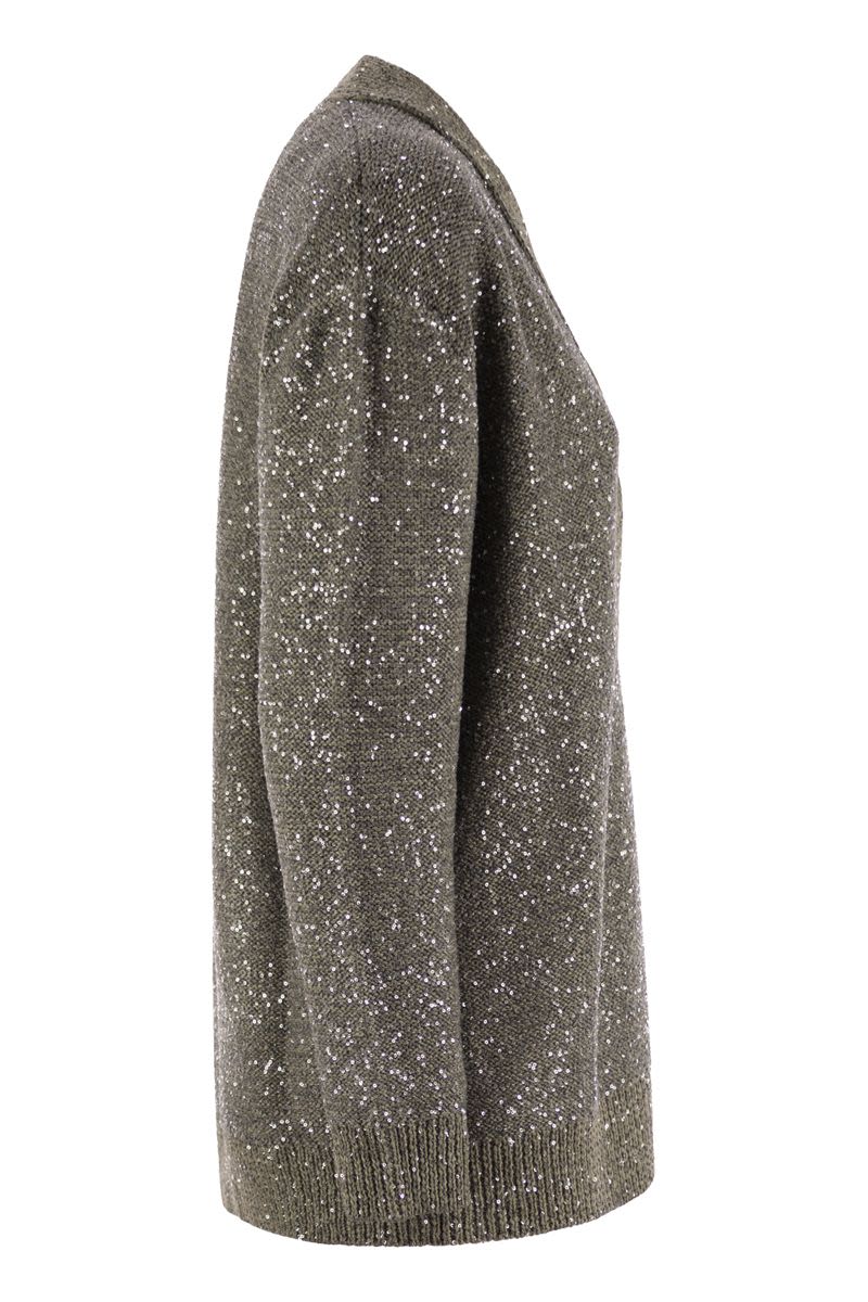 FABIANA FILIPPI V-Neck Cotton Knit Cardigan with Sequins