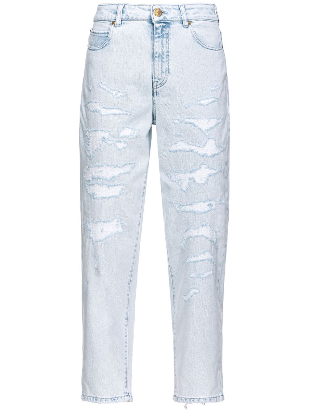 PINKO Ripped Denim Jeans for Women - Mid Rise Straight Leg