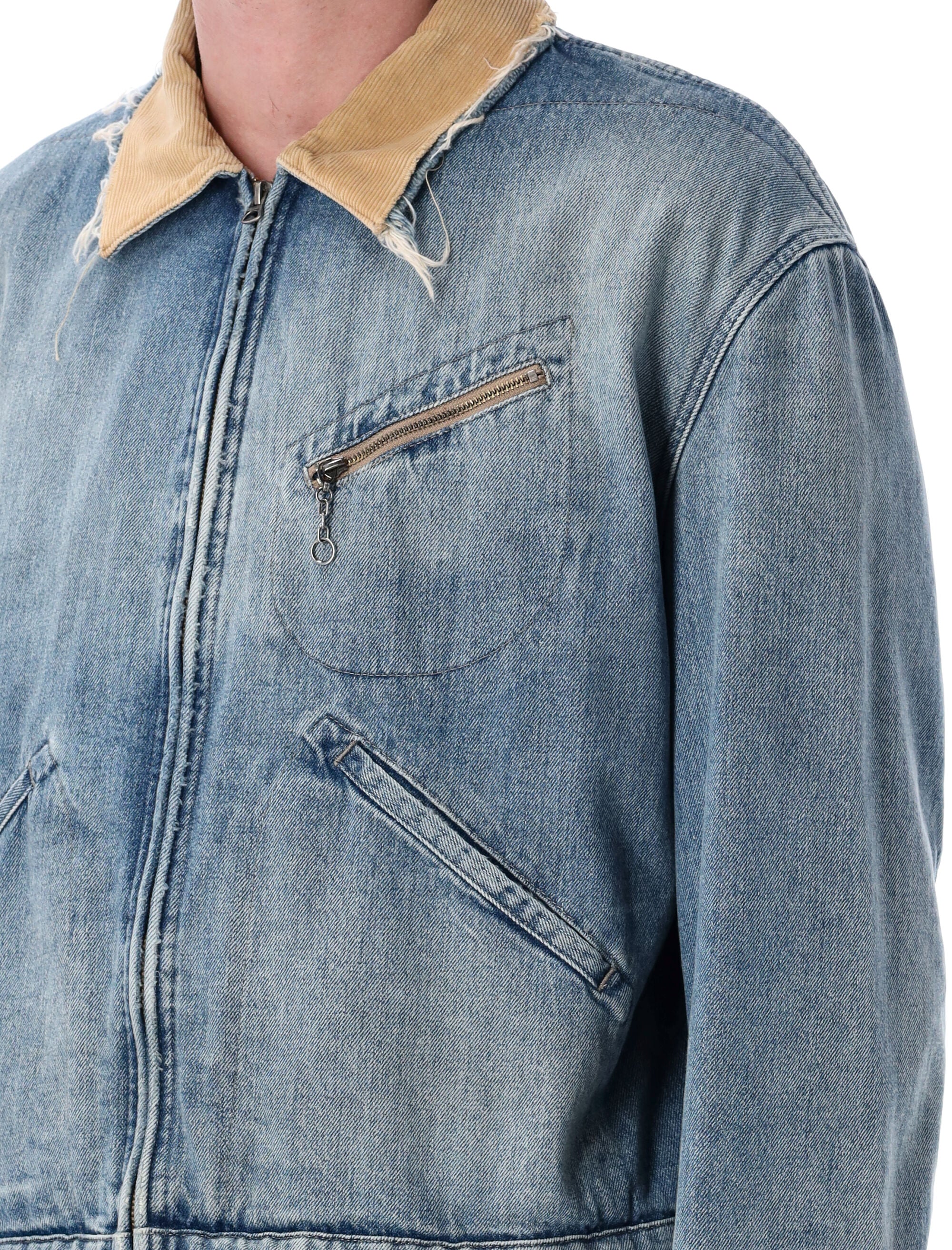 MAISON MARGIELA Stylish Denim Jacket with Corduroy Collar