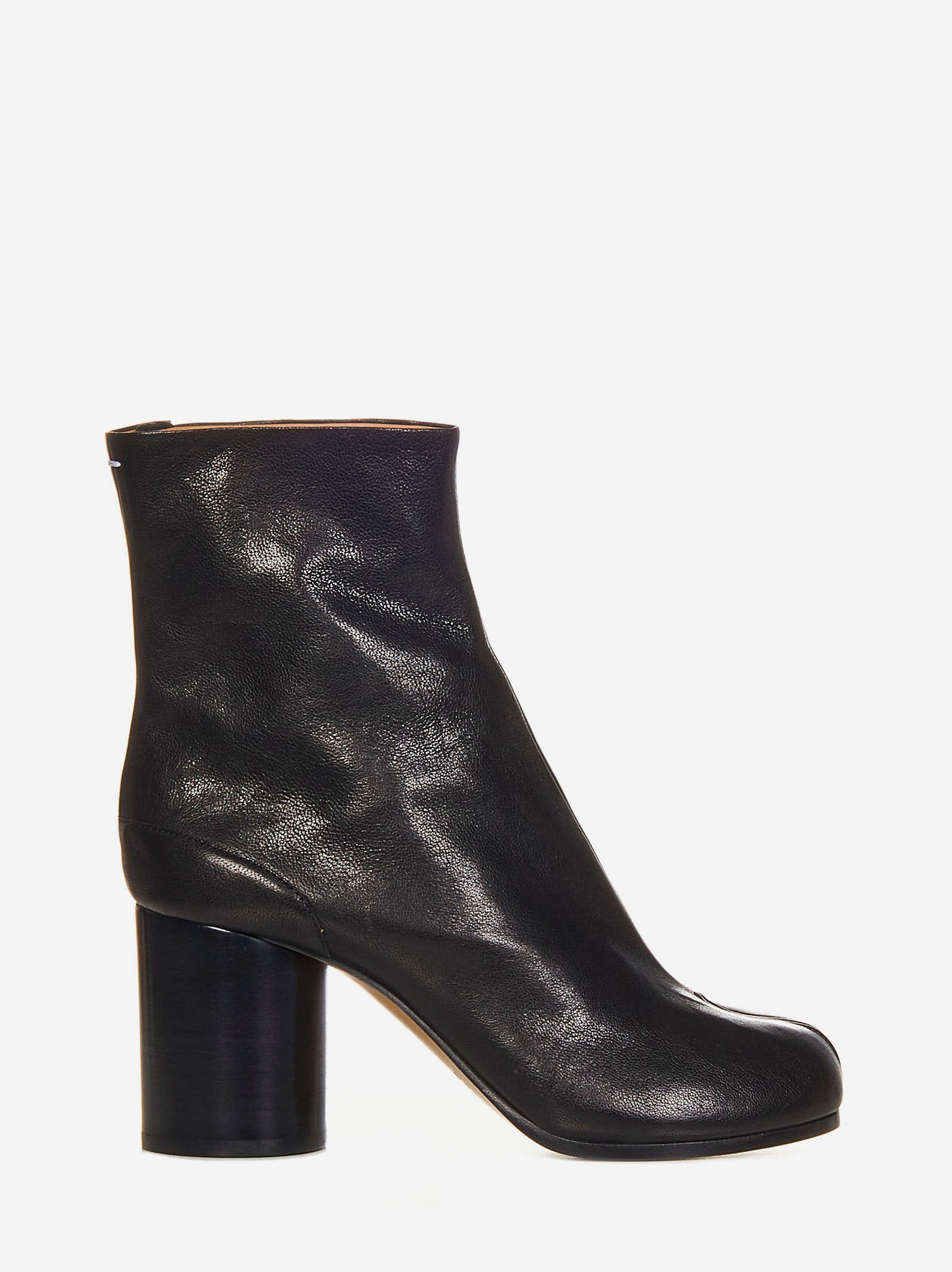 MAISON MARGIELA Vintage Leather Tabi Ankle Boots with Cylindrical Heel (80mm)
