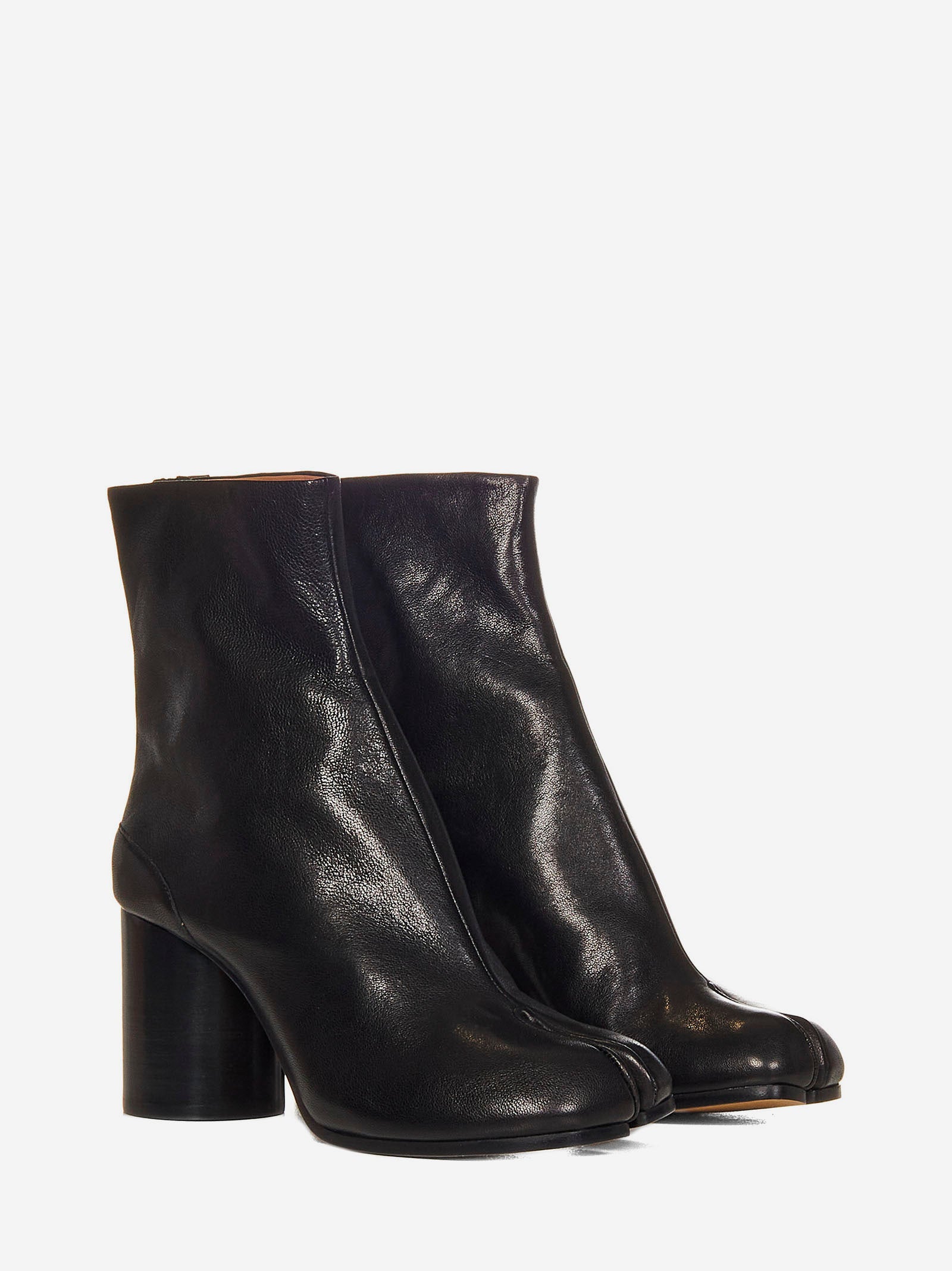 MAISON MARGIELA Vintage Leather Tabi Ankle Boots with Cylindrical Heel (80mm)