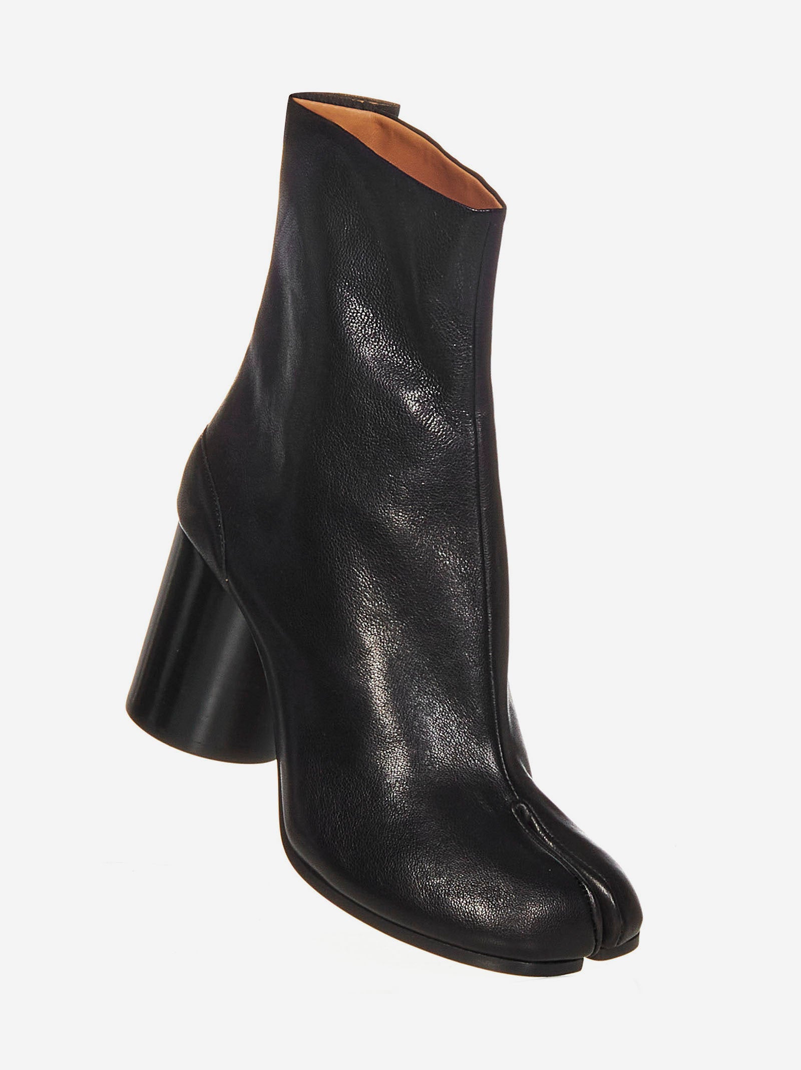 MAISON MARGIELA Vintage Leather Tabi Ankle Boots with Cylindrical Heel (80mm)