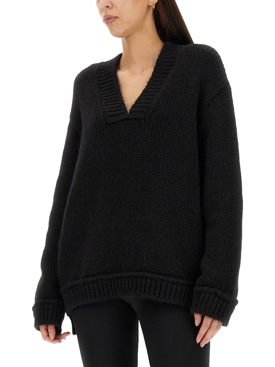 TOM FORD Women's V-Neck Wool Sweater with Ribbed Cuffs