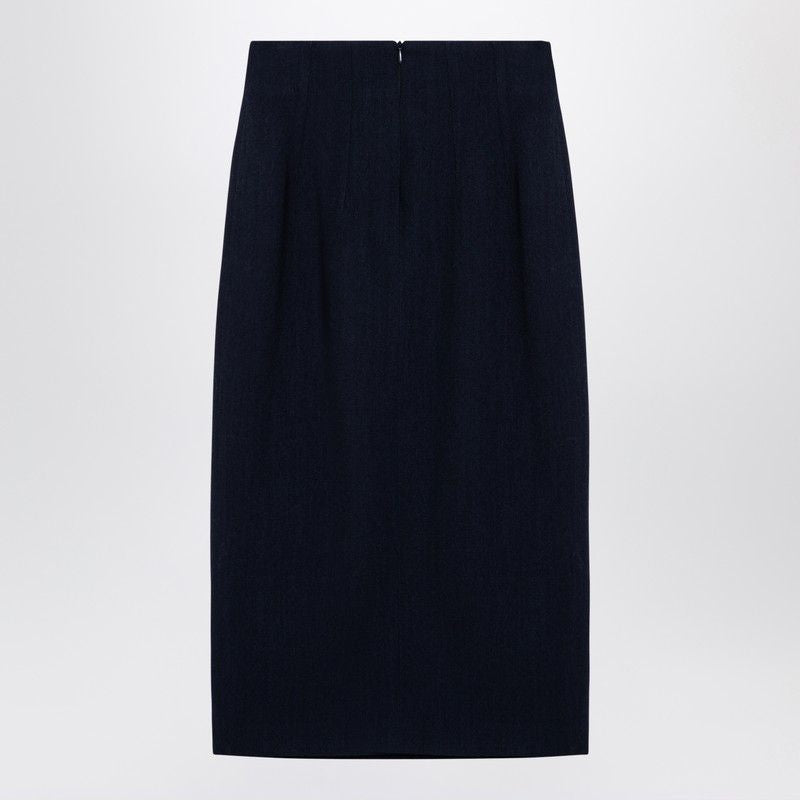 MARGAUX LONNBERG Wool-Blend Midi Skirt with High Waist and Side Slit
