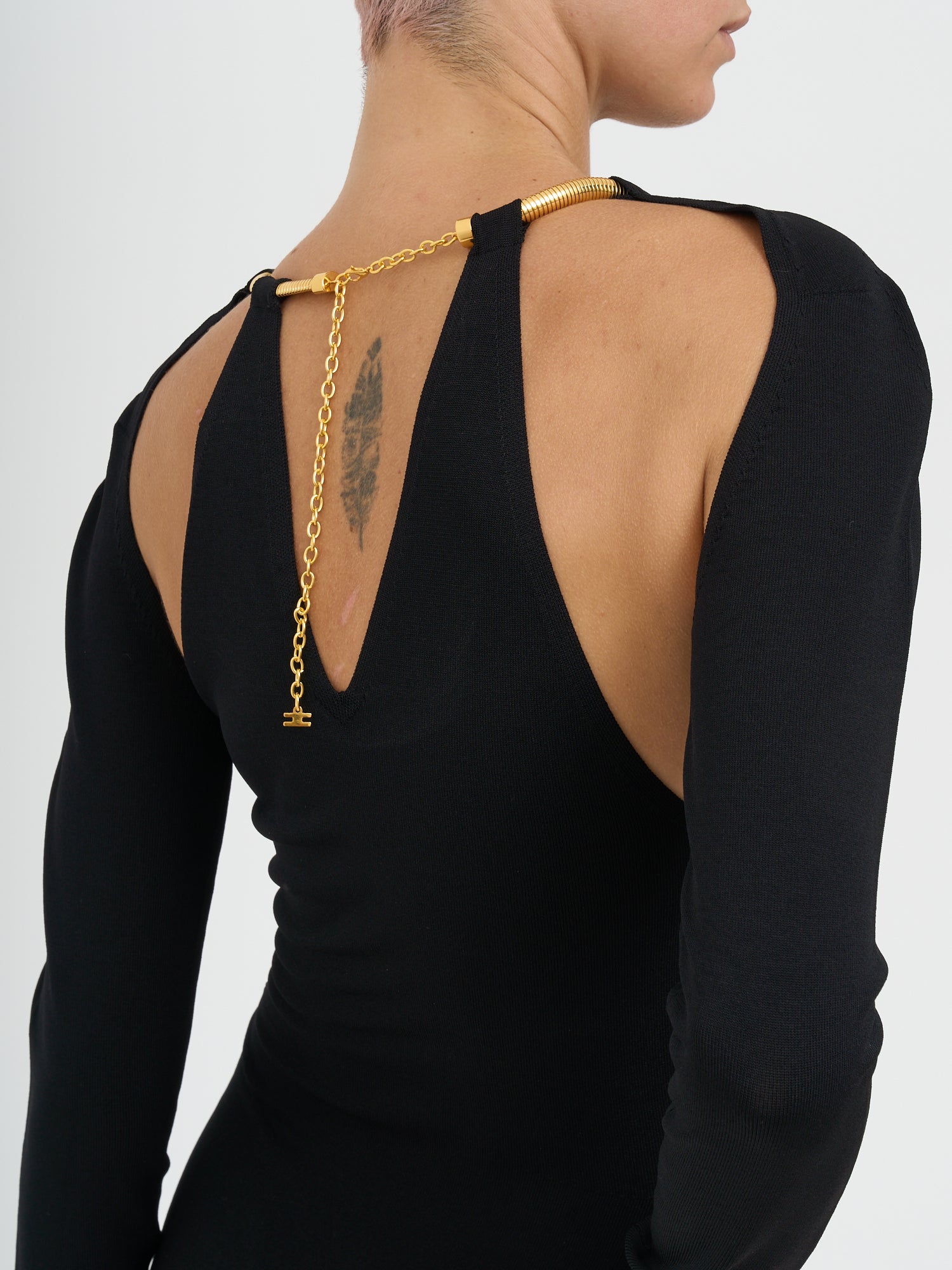 ELISABETTA FRANCHI Knit Dress with Jewel Snake 120cm for Size 40