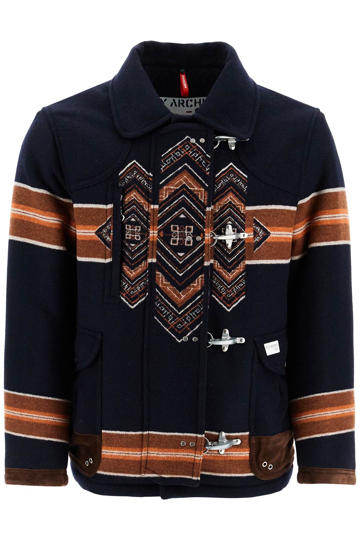 FAY Men's Embroidered Wool Blend Jacket with Navajo Design