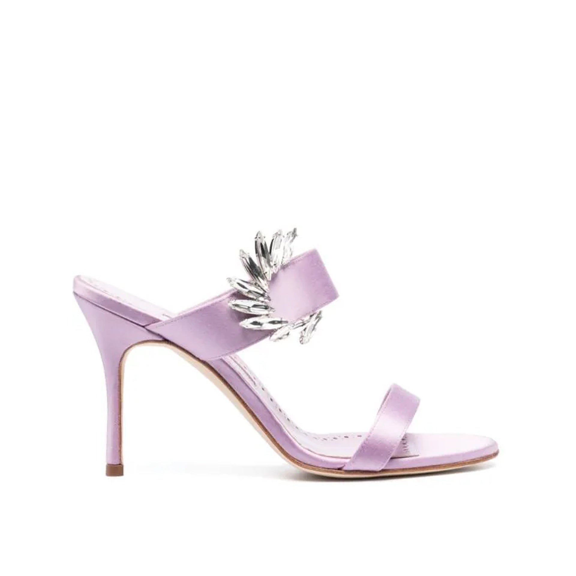 MANOLO BLAHNIK Chic Open-Back Sandals with Exquisite Crystal Detailing - 9 cm Heel
