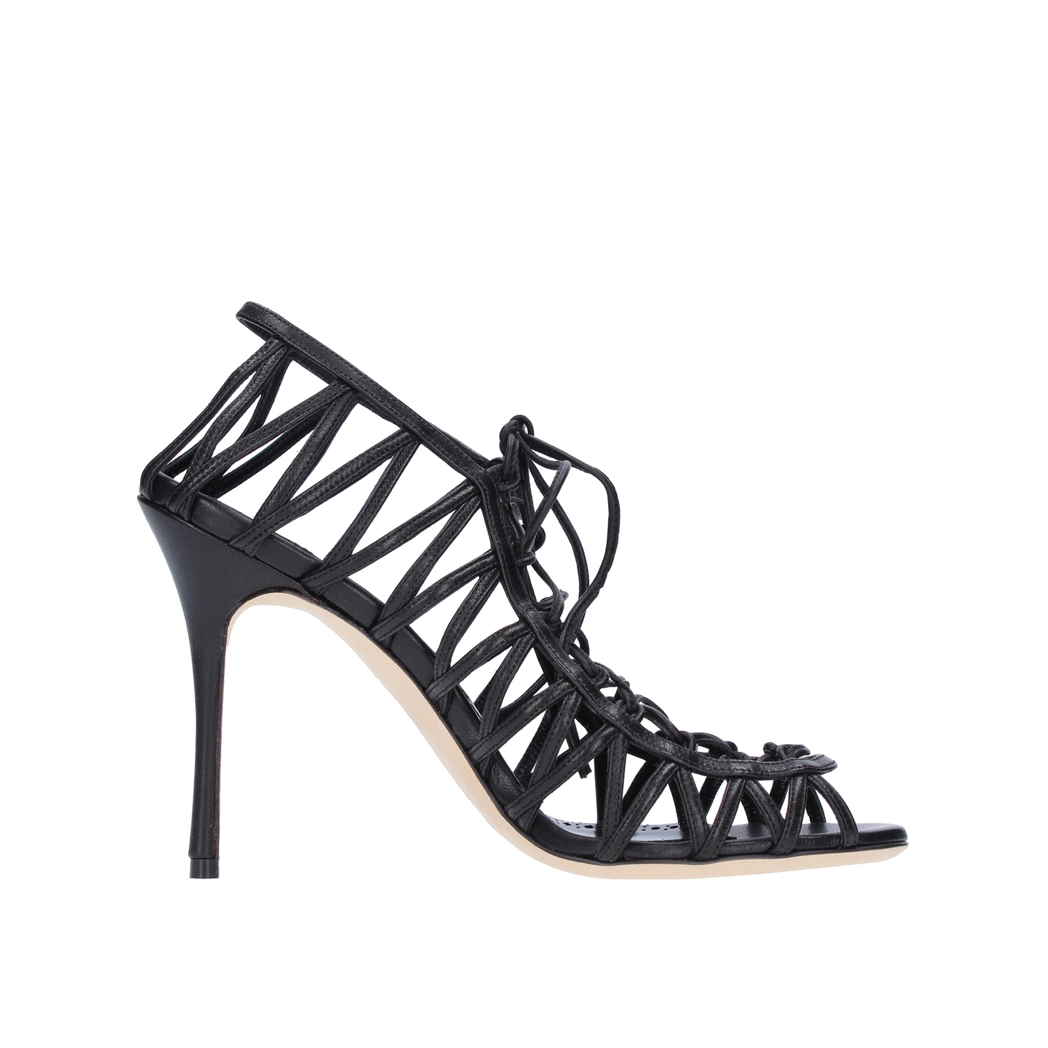 MANOLO BLAHNIK Elevated Leather Sandals 105
