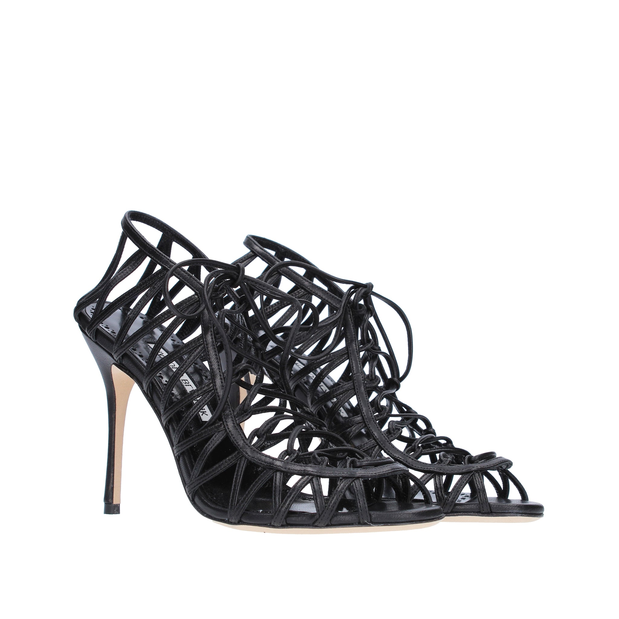 MANOLO BLAHNIK Elevated Leather Sandals 105