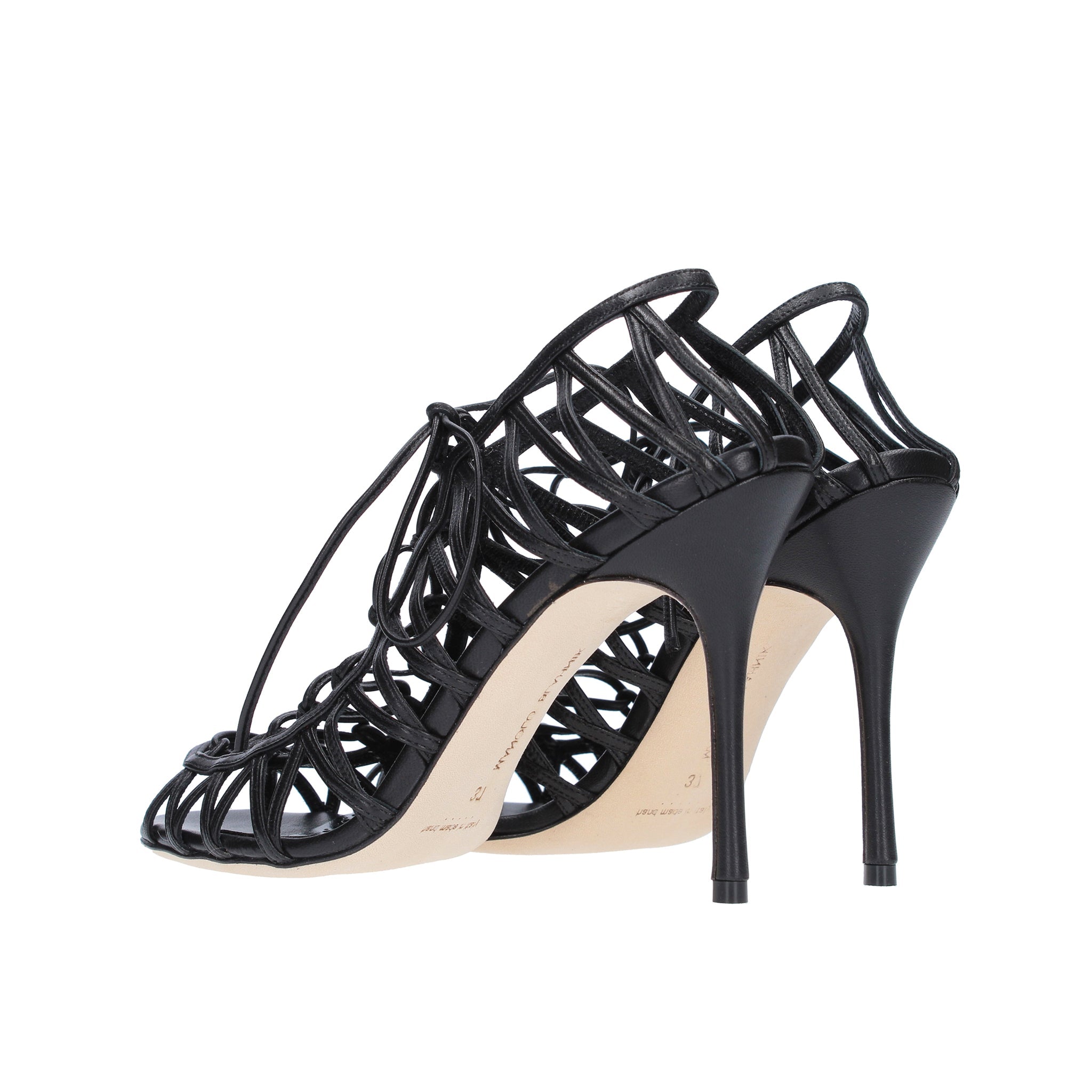 MANOLO BLAHNIK Elevated Leather Sandals 105