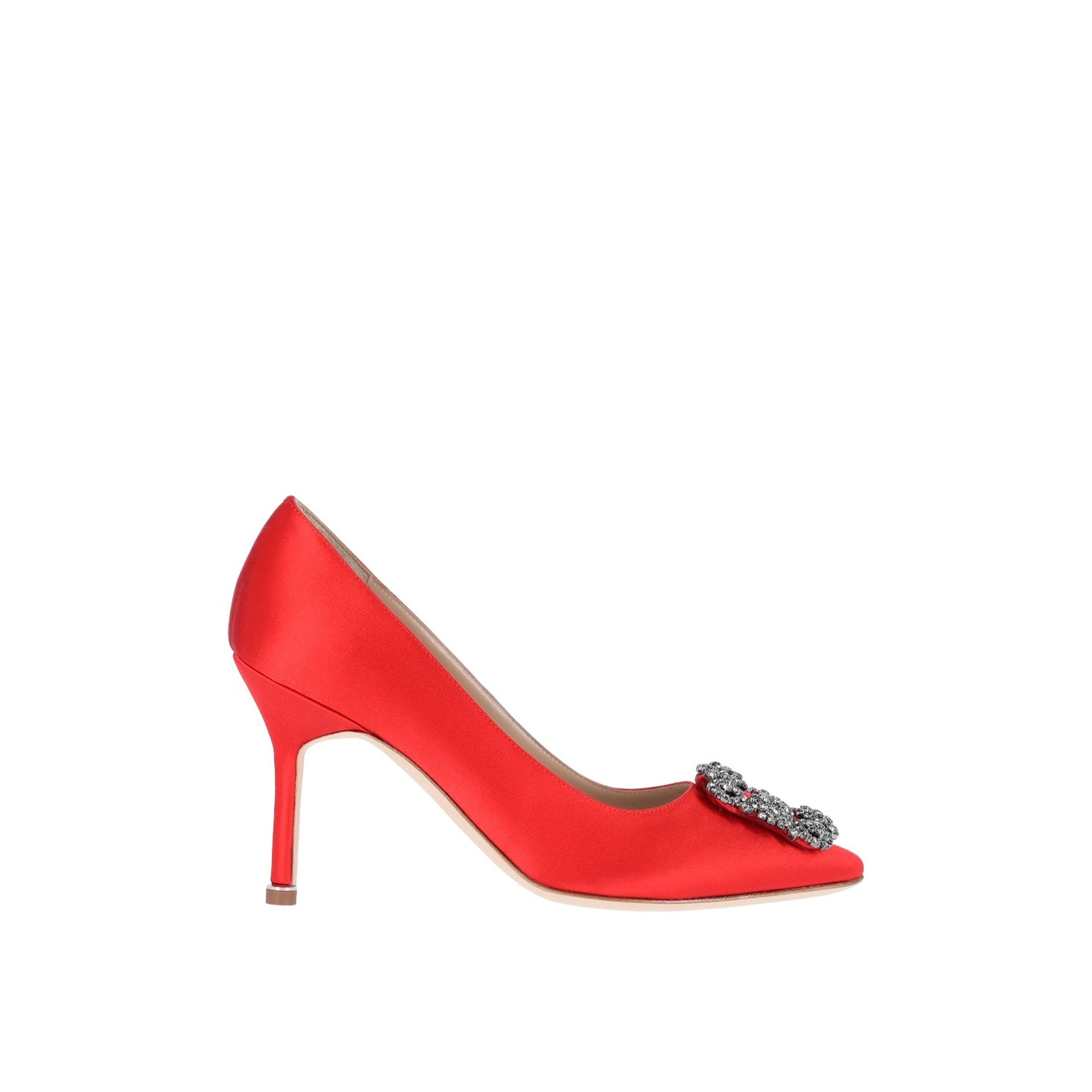MANOLO BLAHNIK Satin Pumps with Exquisite Crystal Detailing