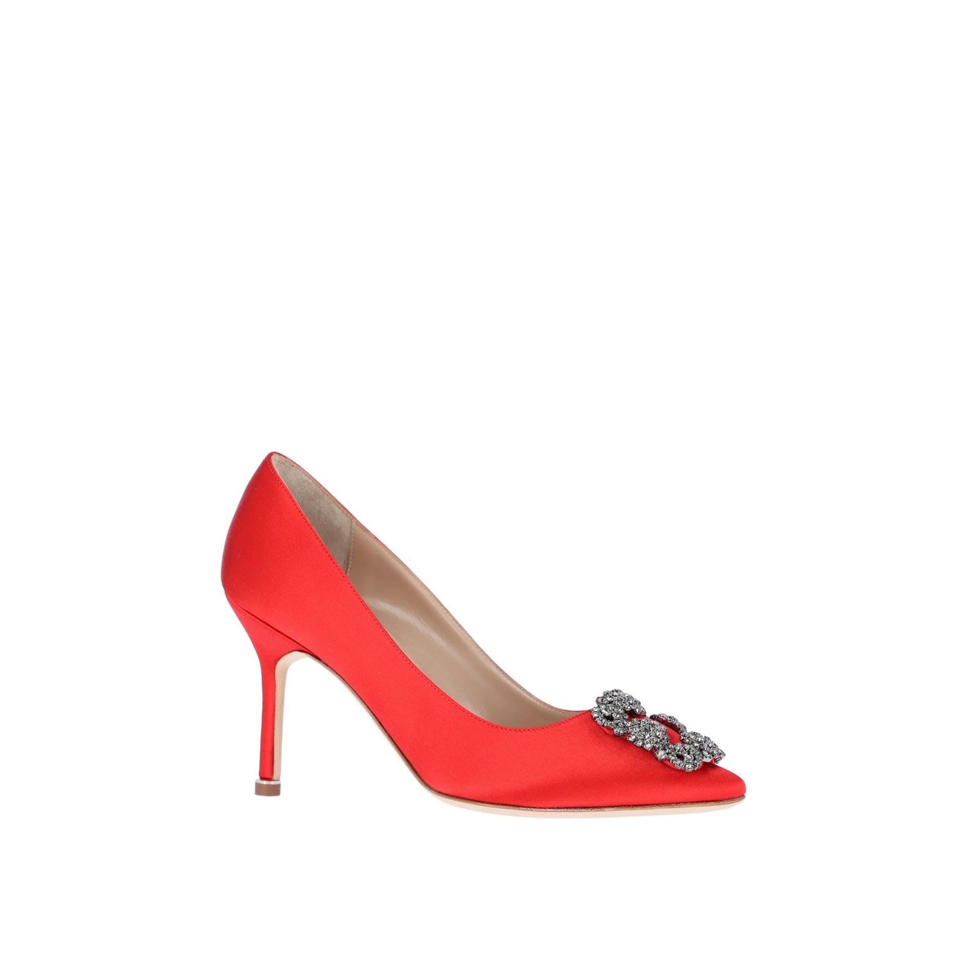 MANOLO BLAHNIK Satin Pumps with Exquisite Crystal Detailing