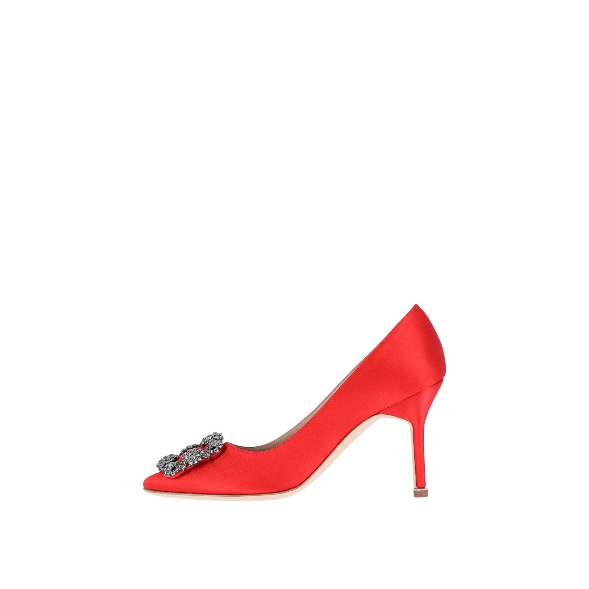 MANOLO BLAHNIK Satin Pumps with Exquisite Crystal Detailing