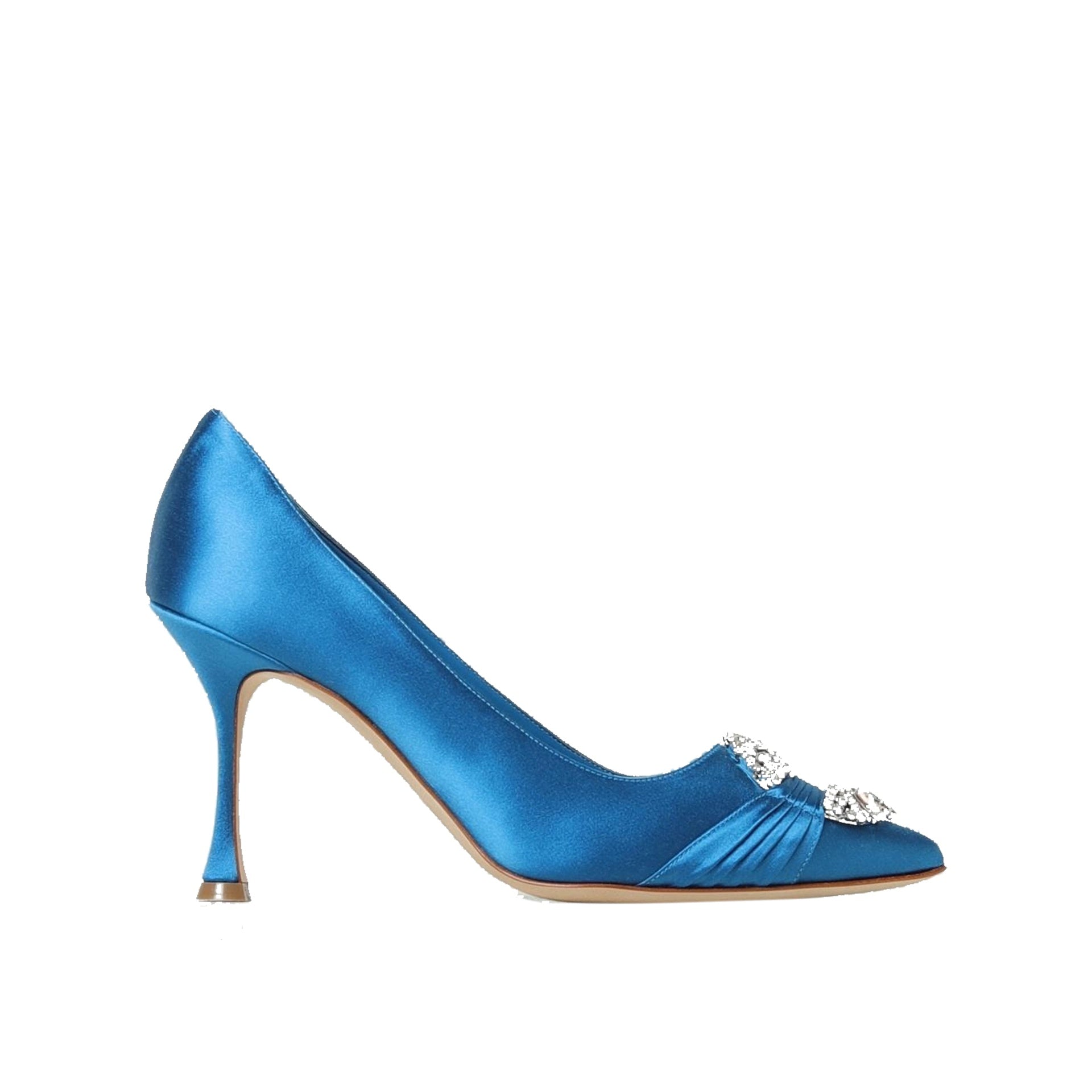 MANOLO BLAHNIK Elegant Satin Pumps with Crystal Buckle