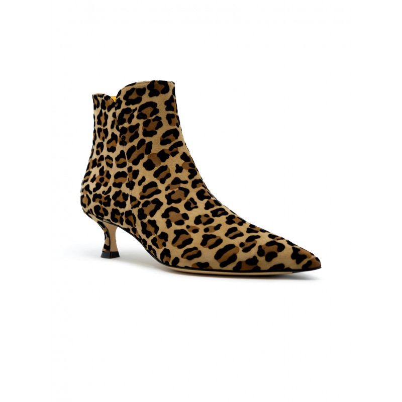 MARA BINI Stylish Leopard Leather Mini Ankle Boots