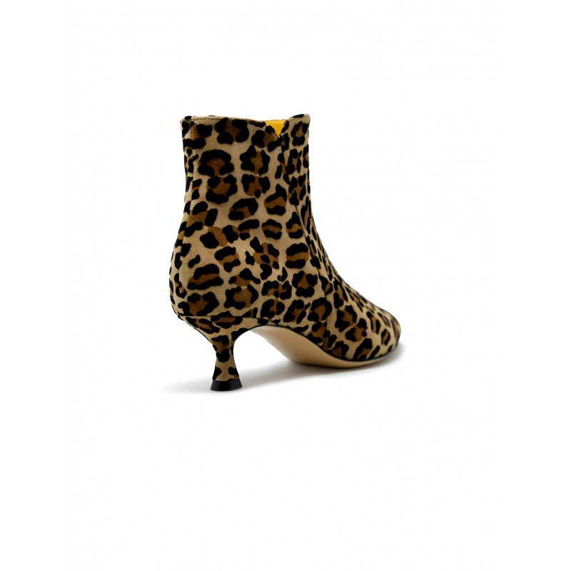 MARA BINI Stylish Leopard Leather Mini Ankle Boots