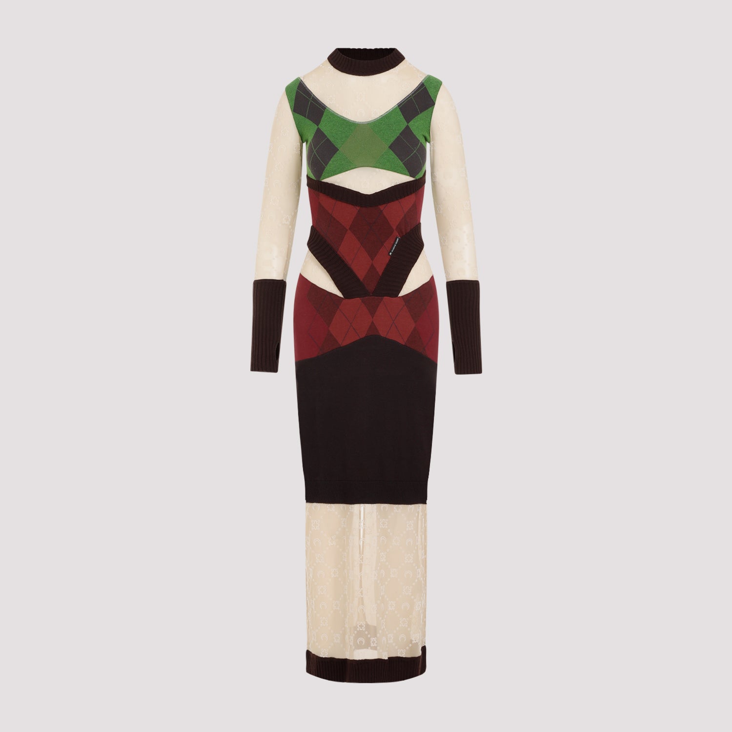 MARINE SERRE Fitted Mini Dress with Unique Moon-Pattern Mesh Details