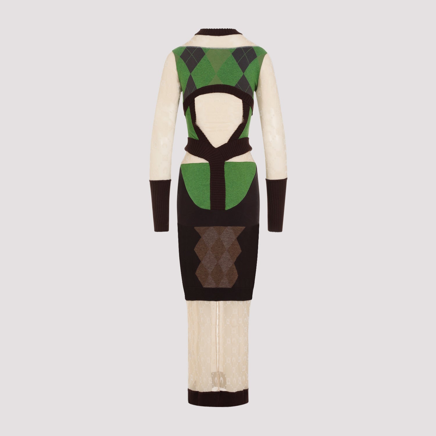 MARINE SERRE Fitted Mini Dress with Unique Moon-Pattern Mesh Details