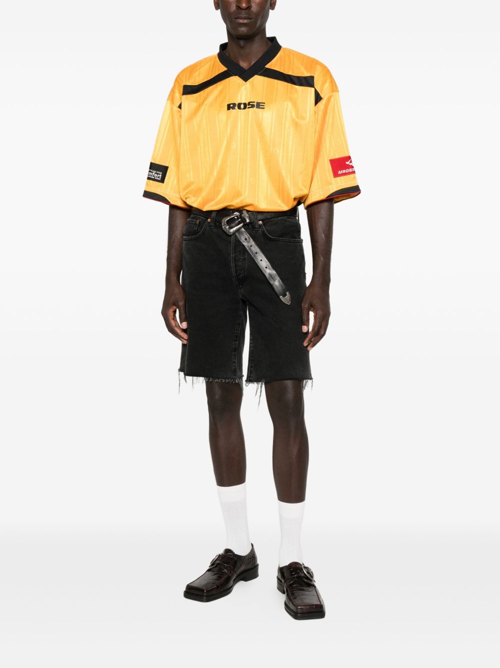 MARTINE ROSE Football-Inspired V-Neck T-Shirt for Men