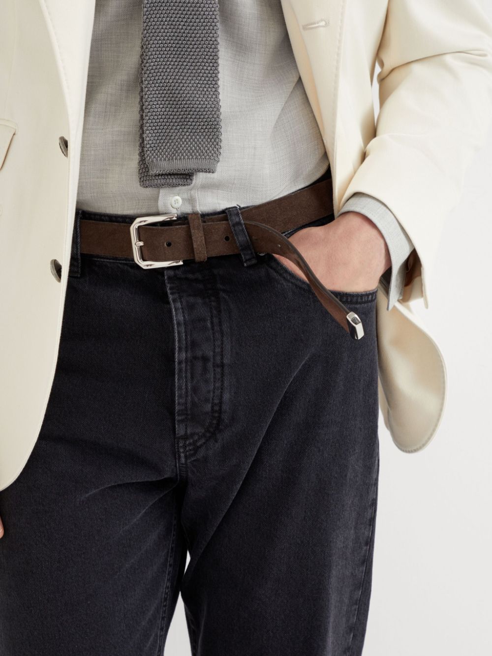 BRUNELLO CUCINELLI Leather Belt for Men - FW25 Collection
