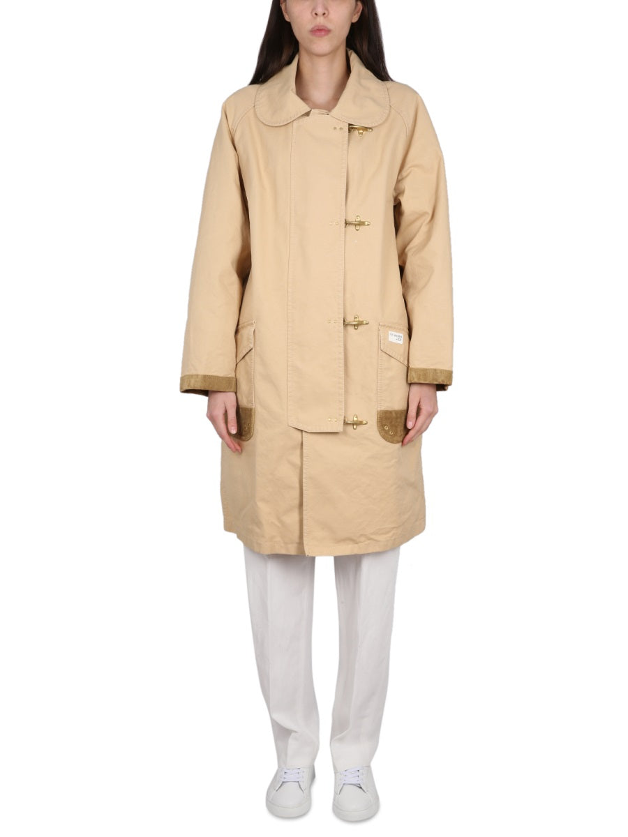 FAY Front Closure Caban Coat with Four Hooks for Women