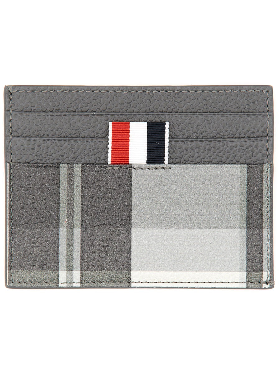 THOM BROWNE Mini Card Holder with Iconic Striped Grosgrain Tab