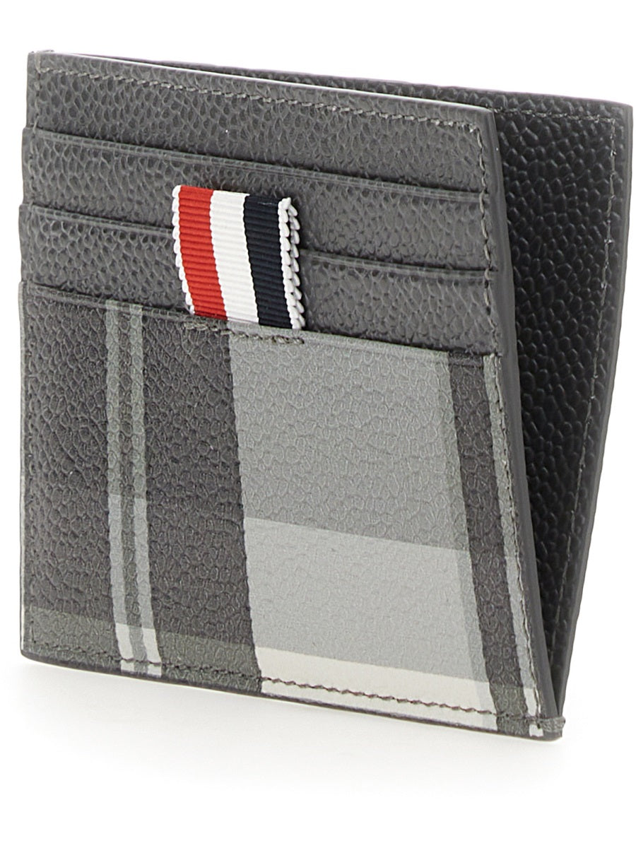 THOM BROWNE Mini Card Holder with Iconic Striped Grosgrain Tab