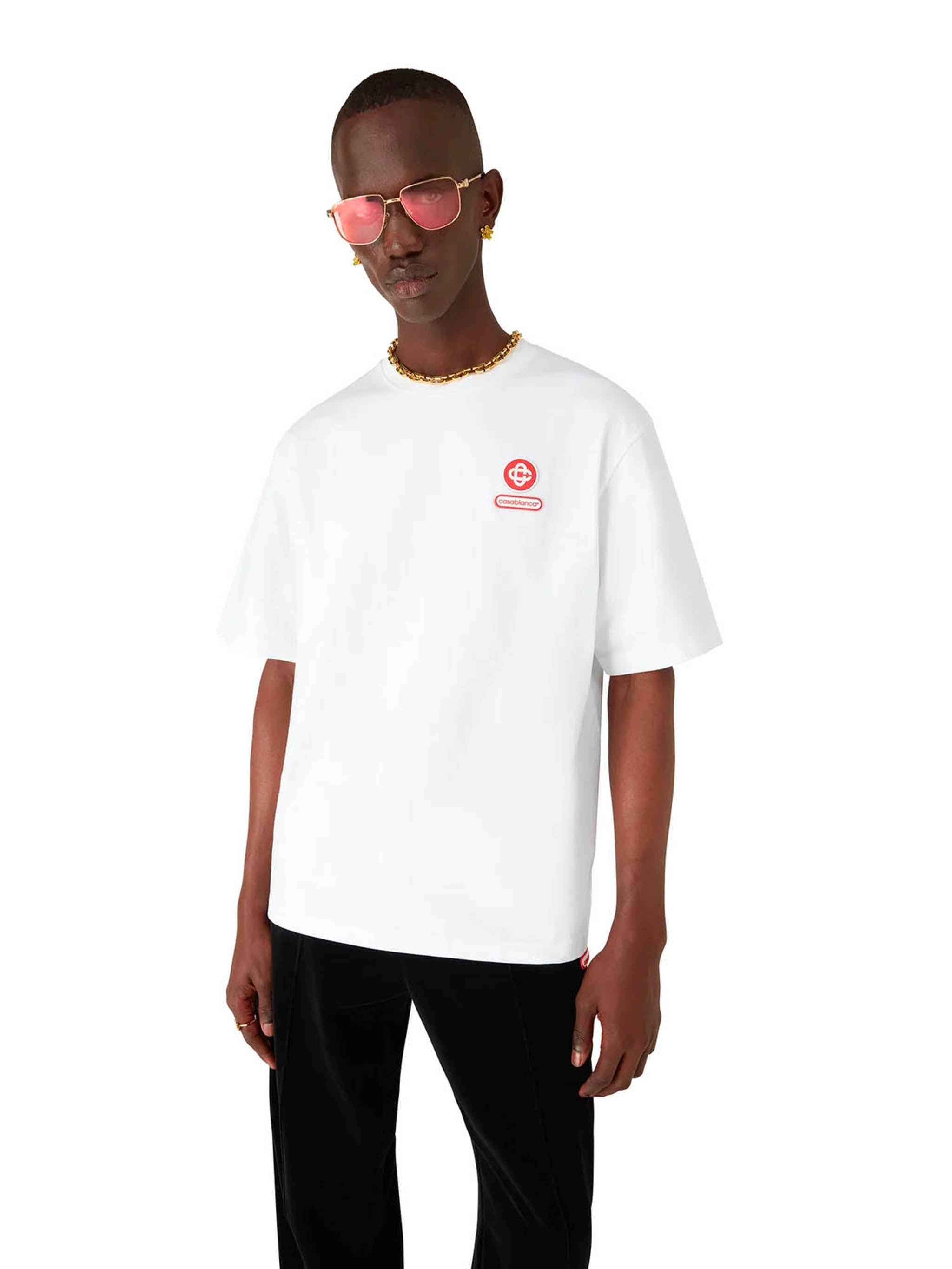 CASABLANCA Oversized Logo Patch Short Sleeve T-Shirt - Size M