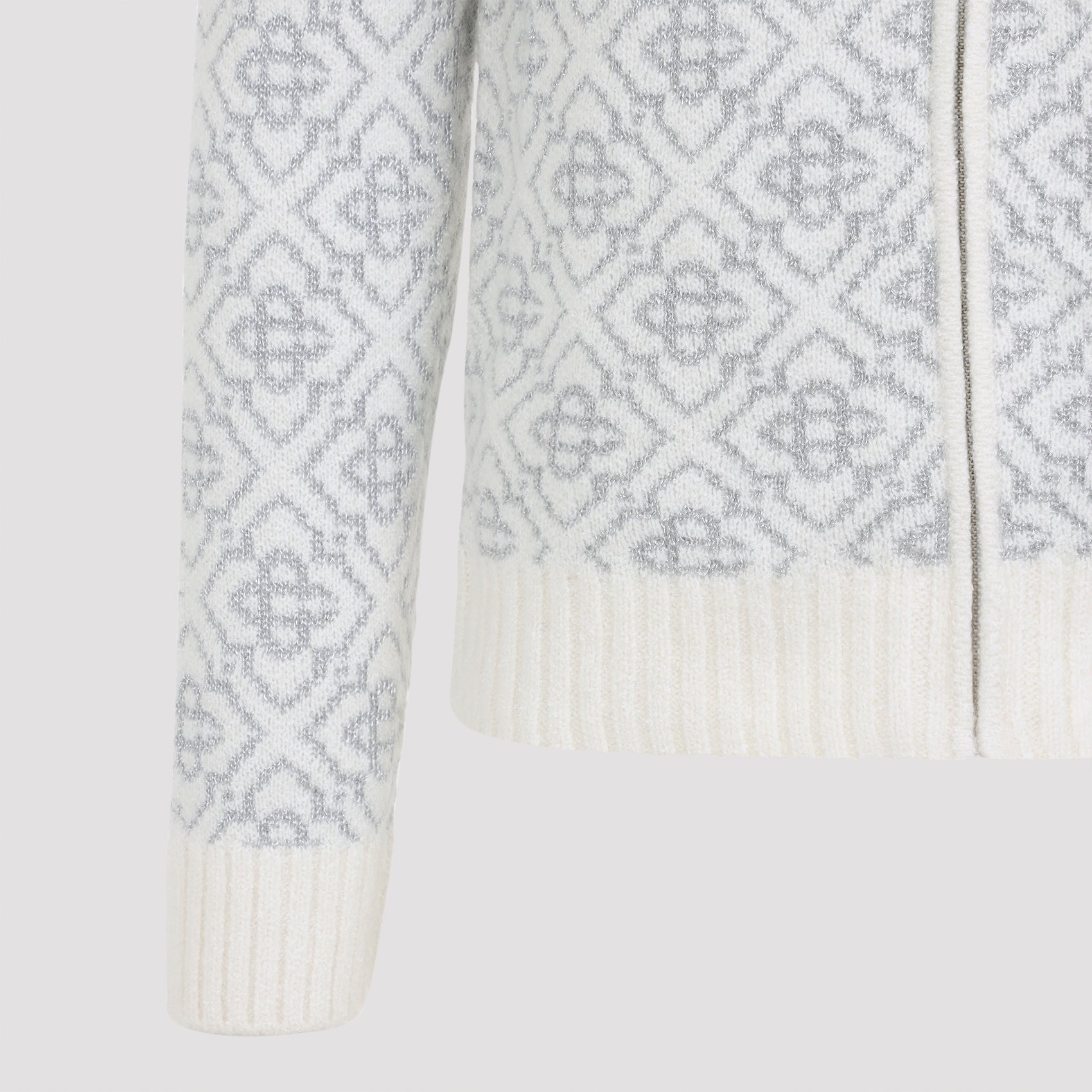 CASABLANCA Silver Monogram Zip Up Sweatshirt for Men