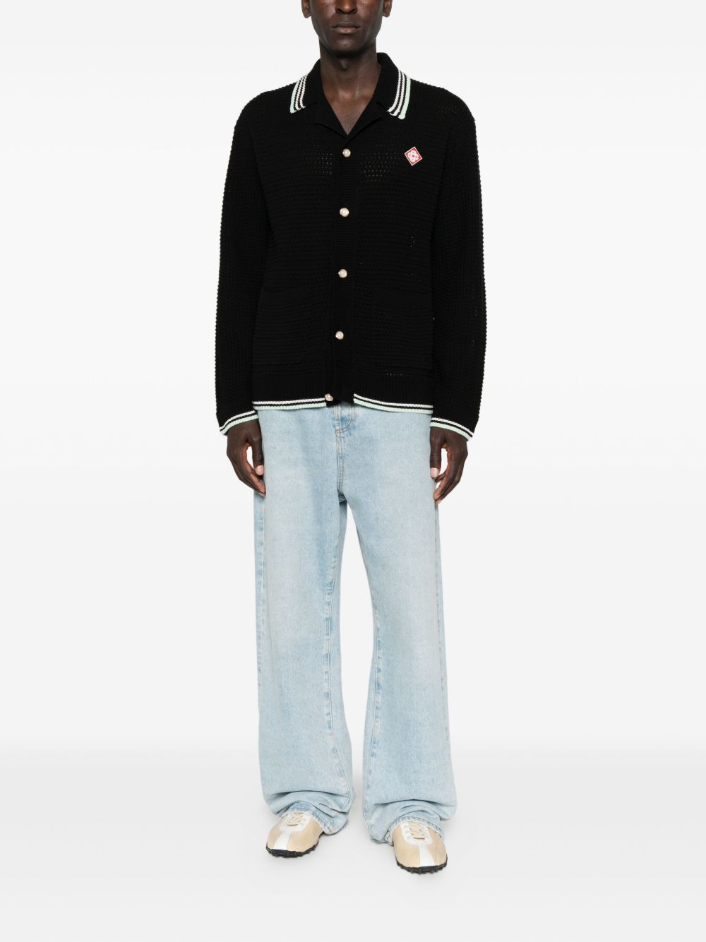 CASABLANCA Long-Sleeved Crochet Shirt - Size M