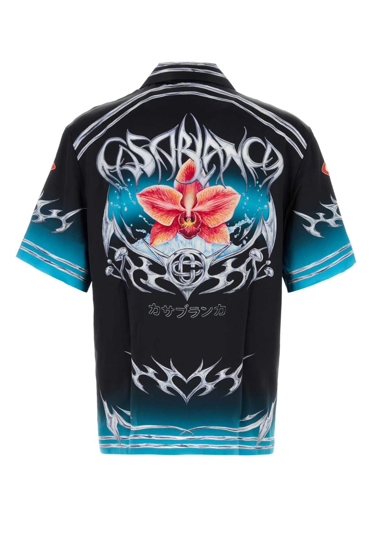 CASABLANCA Silk Satin Short Sleeve Mini Shirt for Men