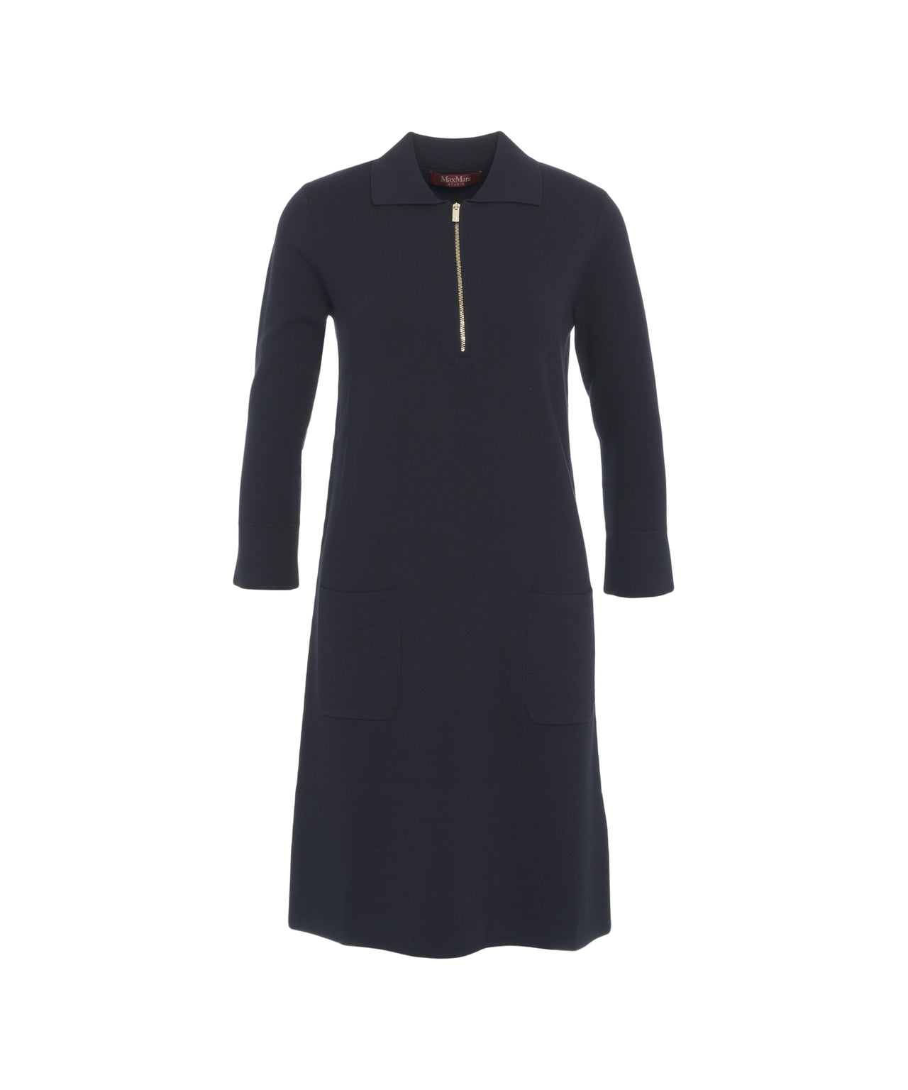 MAX MARA Elegant Midi Dress with Classic Collar and Half Zipper
