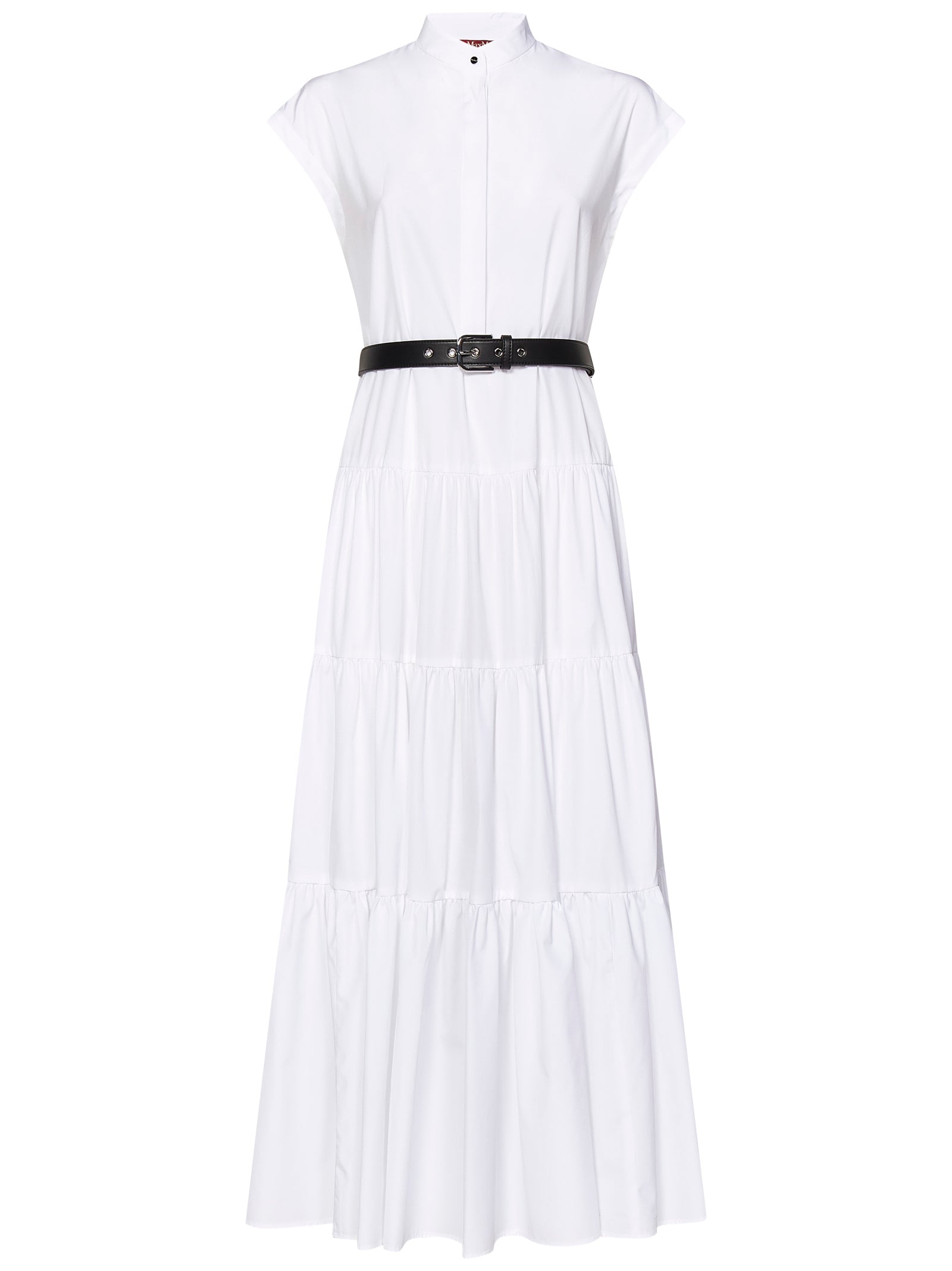 MAX MARA Chic Midi Dress with Black Leather Belt for Elegant Occasions