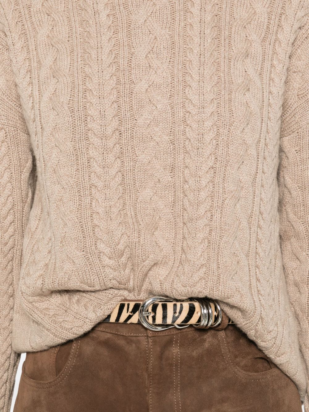 MAX MARA Ribbed Turtleneck Sweater with Cable Knit - Women's Size