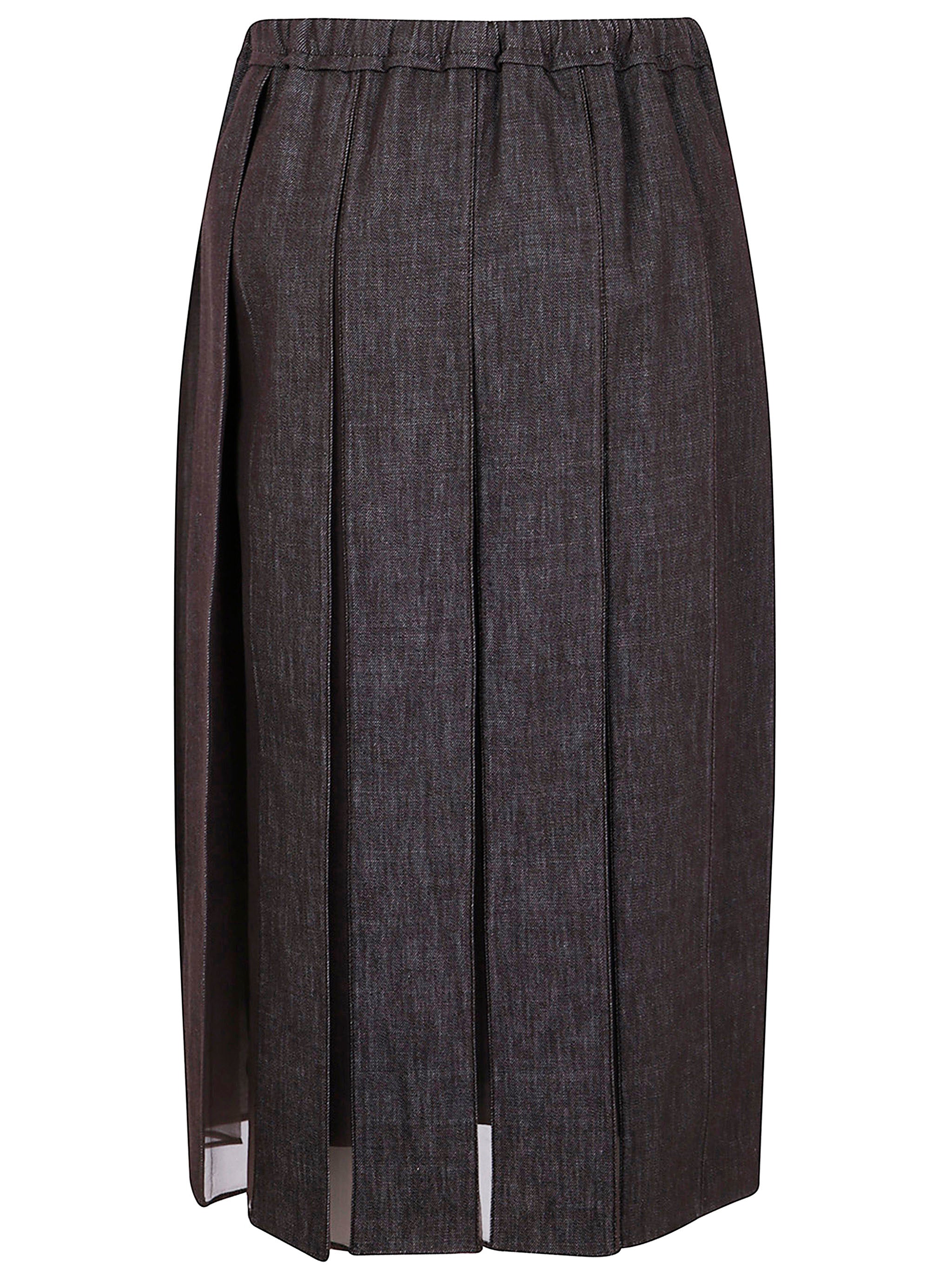 BRUNELLO CUCINELLI Pleated Denim Midi Skirt for Women