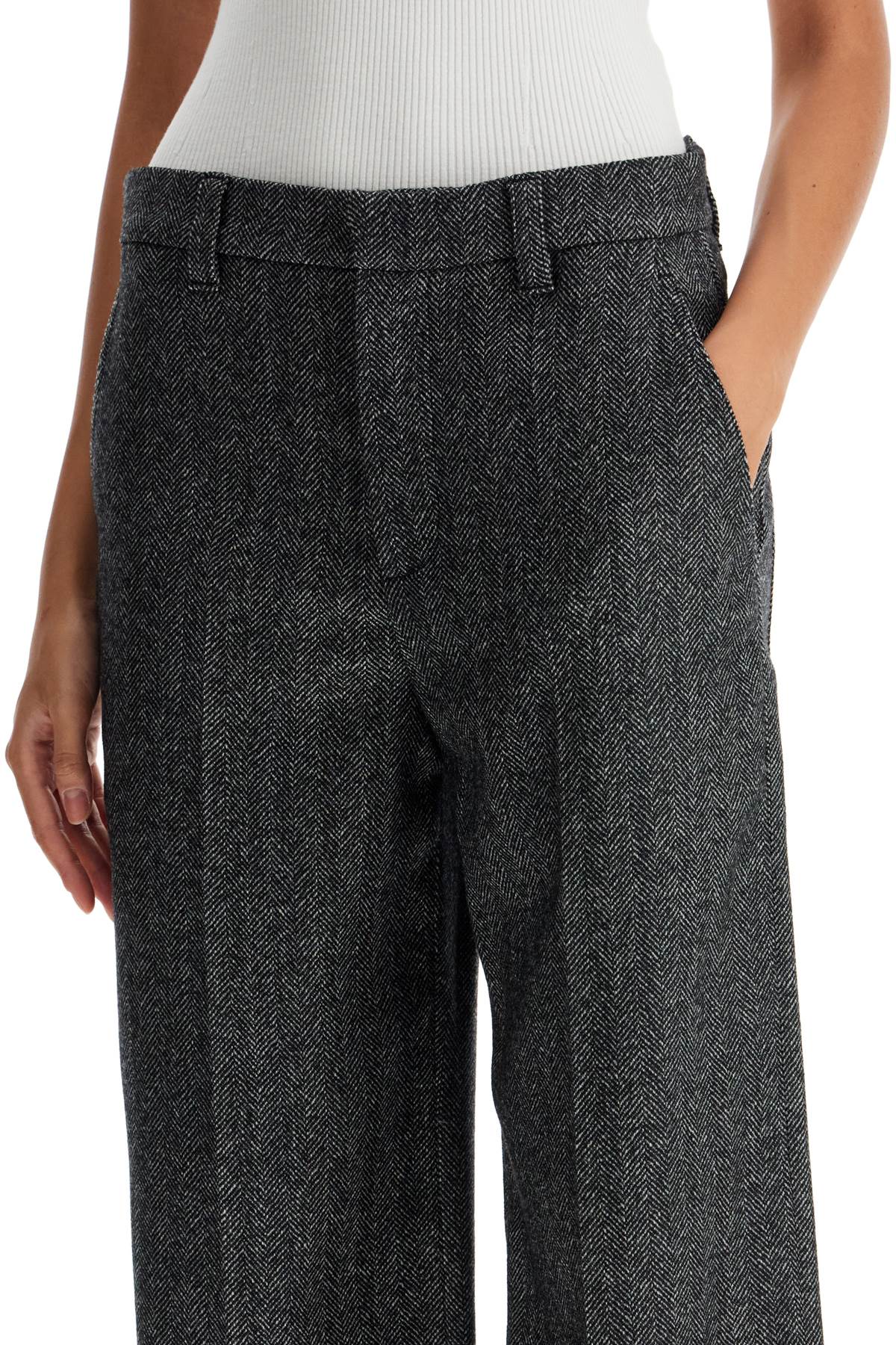 BRUNELLO CUCINELLI Loose Flared Chevron Trousers