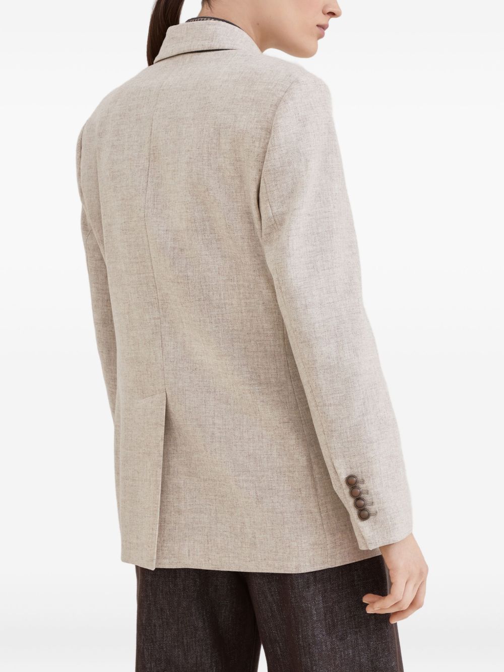 BRUNELLO CUCINELLI Virgin Wool and Cashmere Twill Flannel Blazer