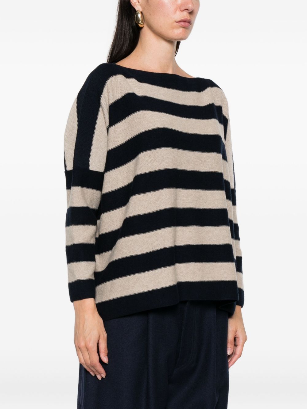 DANIELA GREGIS Women's Horizontal Striped Wool Boat-Neck Sweater
