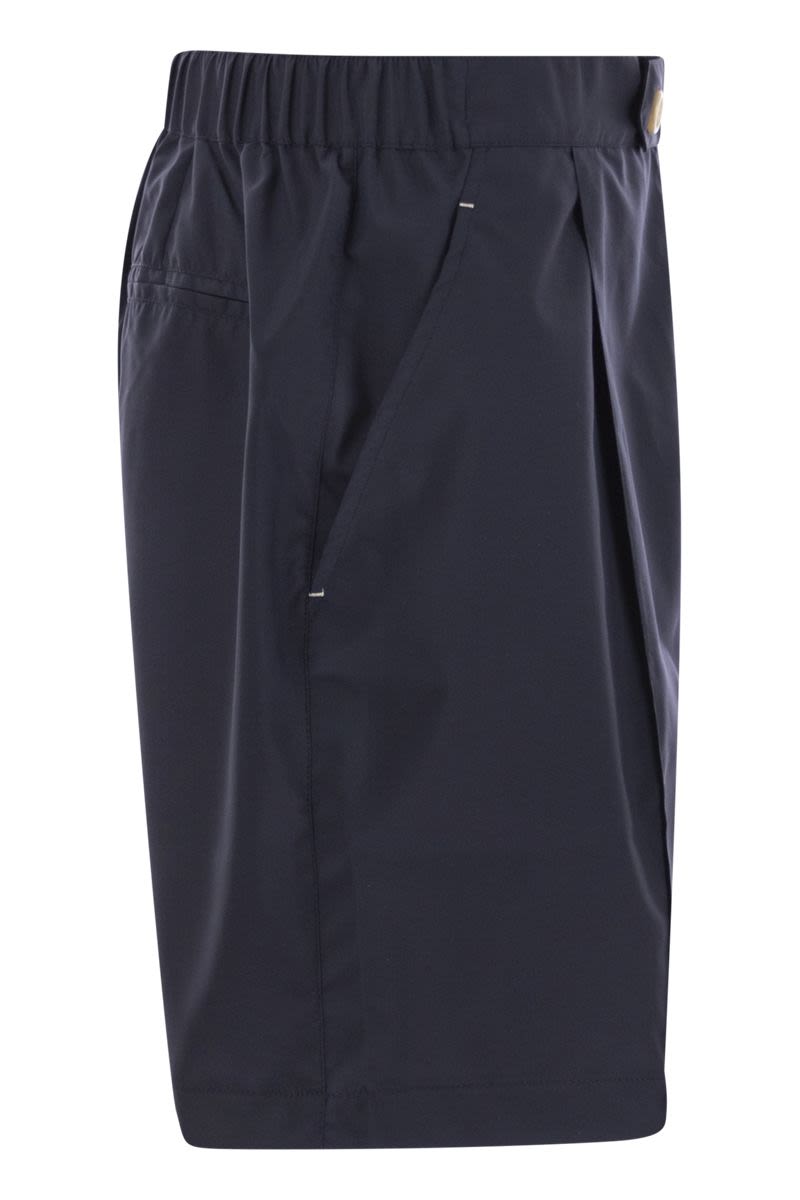BRUNELLO CUCINELLI Men's Bermuda Shorts in Technical Fabric with Darts