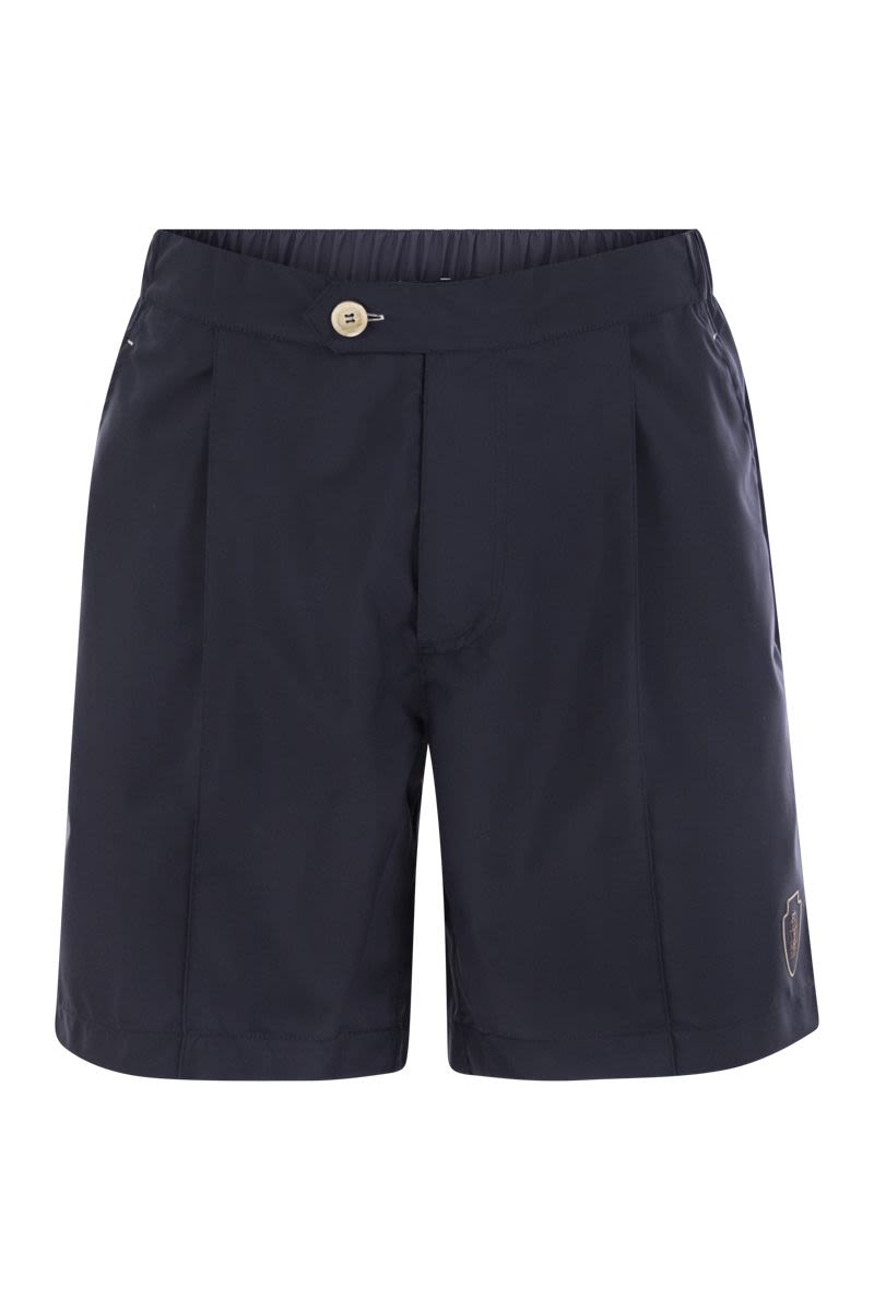 BRUNELLO CUCINELLI Men's Bermuda Shorts in Technical Fabric with Darts
