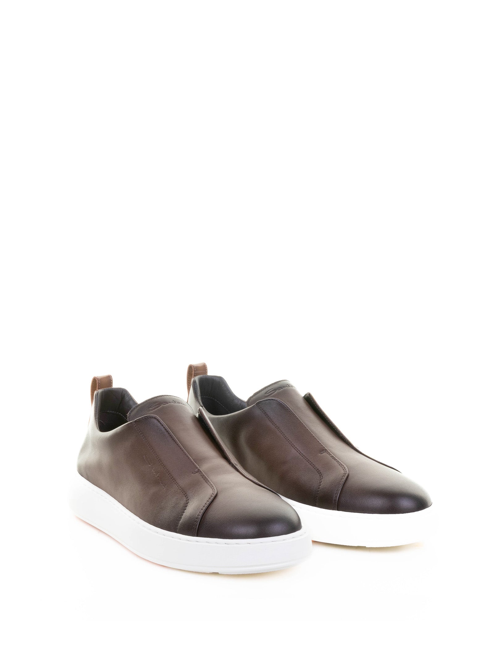 SANTONI Men's Leather Slip On Sneakers