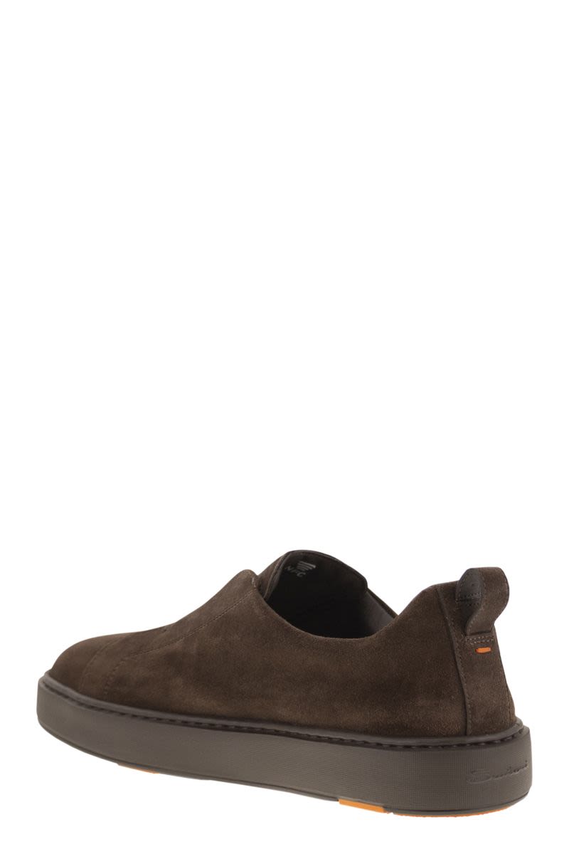 SANTONI Suede Slip-On Trainer with Comfortable Sole